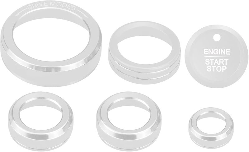 HDUFC for Ford 2024 2025 Ranger, air Conditioning, Volume Control, Push-Button Start, 4WD and Headlight switches, 7 Pieces of Aluminum Alloy knob Cover Decoration (Silver) - Image 2